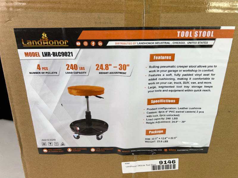 lot 9146 image: Landhonor 240Lbs Tool Stool (LHR-TS240)