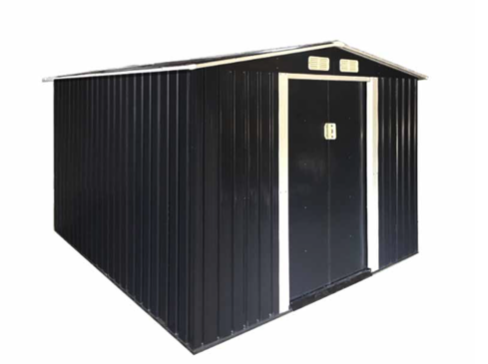 lot 669 image: Landhonor 8ft x 10ft Galvanized Apex Roof Metal Shed (LHR-MS0810)
