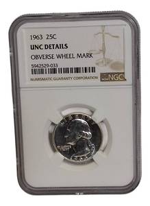 lot 46 image: 1963 Silver Quarter from NGC - Beautifully Mint Condition