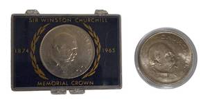 lot 52 image: 1965 Tribute Coins honoring Winston Churchill, the heroic figure of Great Britain.