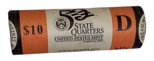 lot 58 image: Uncirculated mint roll of Minnesota state quarters from the Denver Mint. Price $10.00.