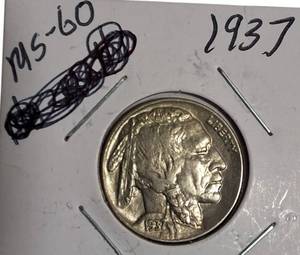 lot 86 image: 1937 Buffalo Nickel, graded MS-60.
