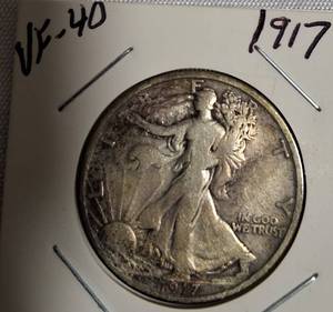 lot 87 image: 1917 Liberty Half Dollar, graded VF-40.