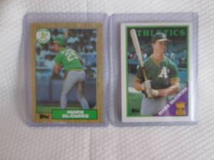 lot 239 image: 1987 & 1988 Topps Mark McGwire Rook...