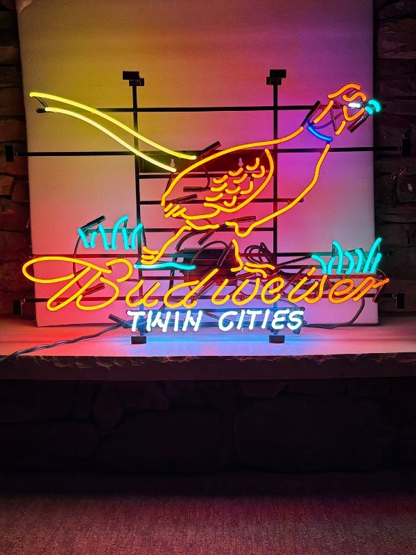 lot 177 image: Budweiser Twin Cities Pheasant neon sign, NIB