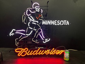 lot 8 image: Budweiser, MN Vikings football, NFL, animated runner - neon sign