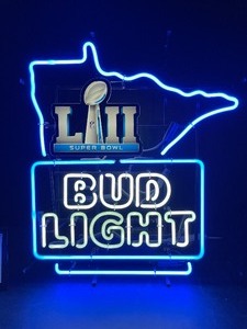 lot 12 image: Bud Light Superbowl LVII, MN border, neon sign