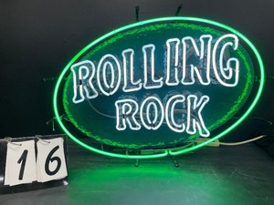 lot 16 image: Rolling Rock Beer neon on textured plastic panel