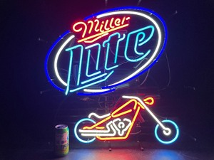 lot 17 image: Miller Lite neon chopper  motorcycle