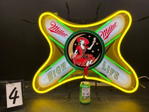 Miller High Life, Girl in the Moon, "soft cross" neon sign