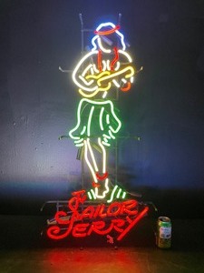 lot 24 image: Sailor Jerry Rum hula girl, neon sign
