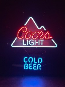 lot 117 image: Coors Light Cold Beer neon sign with mountain graphic