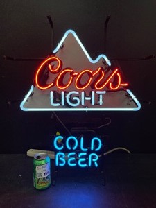 lot 117 image: Coors Light Cold Beer neon sign with mountain graphic