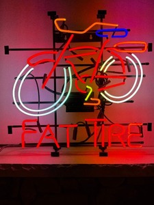 lot 181 image: Fat Tire bicycle neon sign, NIB