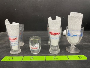 lot 186 image: Hamms Beer glassware, 4 styles, lot of 6 beer glasses and beer goblets
