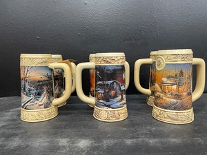 lot 194 image: Limited Edition, Ducks Unlimited, Miller Brewing Co. Friends of the Field Ceramic beer steins  mugs, lot of 6