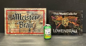 lot 223 image: Lot of 2 mirrors Meister Brau and Lowenbrau, Bruh