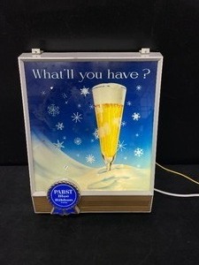 lot 230 image: PBR Pabst Blue Ribbon animated, twinkling, Scintillator sign, from Nyes Polonaise Room