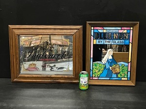 lot 243 image: Lot of 2 mirrors Blue Nun and Inglenook, From Nyes Polonaise Room