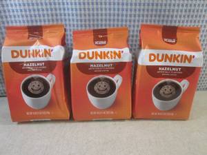 lot 162 image: (B-3) 3 Bags of Dunkin Hazelnut Gr...