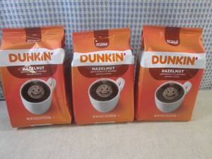 lot 163 image: (B-3) 3 Bags of Dunkin Hazelnut Gr...