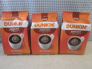 lot 165 image: (B-3) 3 Bags of Dunkin Hazelnut Gr...