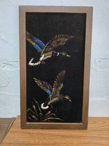 lot 5 image: Black velvet Duck wall hanging