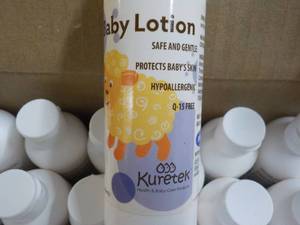 lot 225 image: 50 Kuretek 4 oz Bottles Baby Lotion...