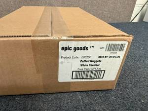 lot 186 image: 12Ct Of Epic Goods Puffed White Cheddar Nuggets