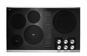 KitchenAid 36 in. Radiant Electric Downdraft Cooktop in Stainless Steel with 5 Burner Elements (DAMAGED)