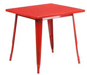 lot 34 image: Flash Furniture Red ContemporaryModern Metal Dining Table, with Red Finish and Metal 31.5-in L x 29.5-in H