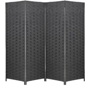 lot 37 image: FDW Room divider 4 -Panel Black Wood Folding Country Style Room Divider