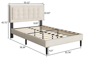 lot 39 image: Upholstered Platform Bed Frame Full Beige