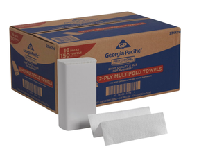 lot 107 image: Georgia-Pacific Professional Series 2344214 M-Fold Paper Towel, 2-Ply, White (150 Towels Per Pack, Case of 16 Packs)