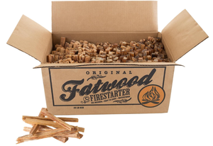 lot 115 image: Fatwood Fire Starter Sticks 25lb Box - Indoor or Outdoor All Natural Pine Fire Starters for Campfires, Fireplace, Firepit, Wood Stove, or BBQ Grill - Kindling Wood Firewood Lighter by Pure Garden