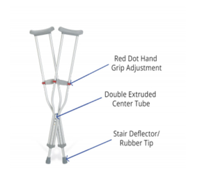 lot 146 image: Medline Aluminum Crutches with Red Dot Hand Grip