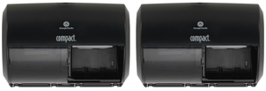 lot 207 image: LOT OF 2 Georgia-Pacific Compact 2-Roll Side-by-Side Coreless High-Capacity Toilet Paper Dispenser by GP PRO (Georgia-Pacific) Black 56784A