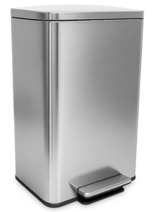 lot 217 image: 50 Liter13.2 Gallon Soft-Close, Smudge Resistant Trash Can with Foot Pedal and Built in Filter- Stainless Steel
