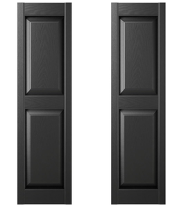 lot 219 image: Ekena Millwork 14 34W x 55H Lifetime Vinyl, Standard Two Equal Panels, Raised Panel Shutters, wInstallation Shutter-Loks & Matching Screws (Per Pair), Black