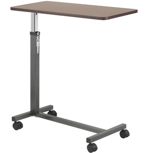 lot 222 image: Drive Medical 13067 Non Tilt Top Overbed Table with Wheels and Secure Height Adjustment,Tray Table for Hospital or Home Use, Bedside Rolling Overbed Table, Silver Vein