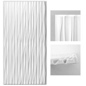 lot 223 image: Art3d White Large PVC 3D Wall Panels for Interior Wall Dcor, Drop Ceiling Tile 2x4, 3D Textured Wavy Wall Panels Decorative, Pack of 6 Tiles(47.223.6)