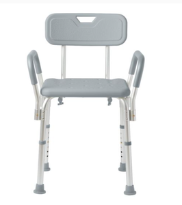 lot 224 image: Medline Shower Chair with Backrest and Padded Armrests Aluminum 350lbs Gray 1Ct