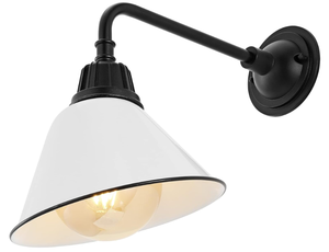 lot 227 image: JONATHAN Y JYL7612A Croydon 9.63 1-Light Farmhouse Industrial IndoorOutdoor Iron LED Gooseneck Arm Outdoor Sconce Metal Bell Shade Vintage Cottage Rustic Porch Patio Yard Barn, White