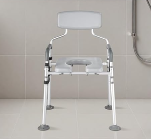 lot 228 image: VEVOR Bedside Commode Chair, 500 lbs Capacity, 4-in-1 Portable Toilet and Raised Toilet Seat with Padded Seat & Backrest, Detachable 5L Bucket, Adjustable Height & Width Adult Potty Chair for Seniors