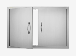 lot 230 image: VEVOR BBQ Access Door, 33W x 22H Inch Double Outdoor Kitchen Door, Stainless Steel Flush Mount Door, Wall Vertical Door with Handles, for BBQ Island, Grilling Station, Outside Cabinet