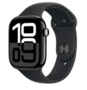 lot 231 image: Apple Watch Series 10 (GPS) 46mm Aluminum Case with Black Sport Band - Jet Black (Warranty Exp 112125 LOCKED ICloud And Password)