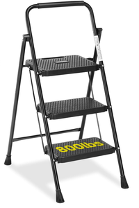 lot 411 image: Simple Deluxe Step Stool Foldable, 3 Step Ladder Portable Ladder with Wide Anti-Slip Pedal, Step Stool for, Lightweight Step Ladder for Home Kitchen and Outdoor