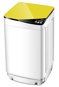 lot 24 image: Giantex Full-Automatic Washing Machine Portable Washer and Spin Dryer 7.7lbs Capacity Compact Laundry Washer with Built-in Barrel Light Drain Pump and Long Hose for Apartments Camping (White & Yellow)