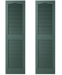 lot 165 image: Mid America 00011452028 Standard Size Cathedral Top Center Mullion, Open Louver Vinyl Shutter, wInstallation Shutter-Loks & Matching Screws (Per Pair), 028, 14 12W x 52H, Forest Green
