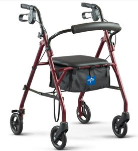 lot 181 image: Medline Basic Rollator with 6in Wheels 350lbs Burgundy